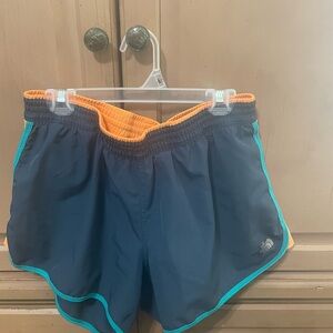 The North Face Blue and Orange Active Shorts